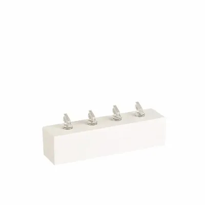 Cadeaux - Présentoir rectangle 4 bagues bois (MDF) peint blanc mat 12 x H 3cm - LAVAL 1878