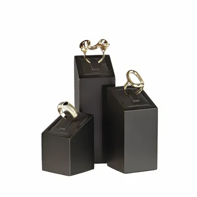 Gifts - Set of 3 wooden (MDF) ring holders, painted matte black, with synthetic tops - LAVAL 1878