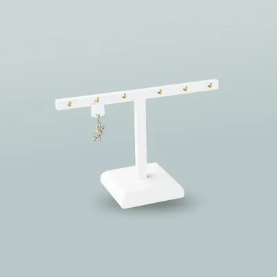 Gifts - White T-shaped display stand with 6 coated hooks for earrings/pendants - LAVAL 1878