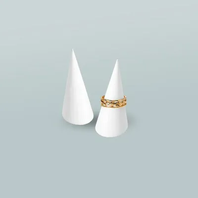 Gifts - Set of 2 cone rings with smooth white synthetic sheath. - LAVAL 1878