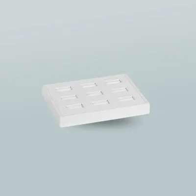 Gifts - Angled display stand for 9 rings with slots, smooth finish/white MDF - LAVAL 1878