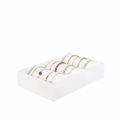 Cadeaux - Plateau présentoir 3 coussins gainés synthétique blancs aspect lisse - LAVAL 1878