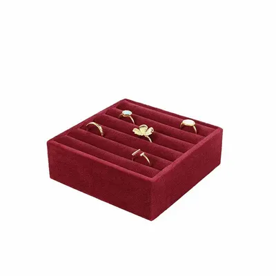 Gifts - Ring/bangle display stand with 6 rolls, covered in burgundy synthetic velvet - LAVAL 1878