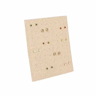Gifts - Square display stand for 32 pairs of earrings, covered in a linen/cotton blend fabric. - LAVAL 1878