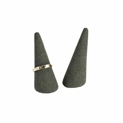 Gifts - Synthetic-coated, suede-look khaki cone rings (x2) - LAVAL 1878