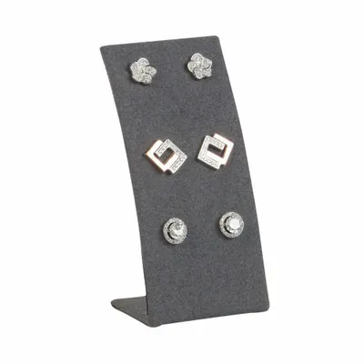 Gifts - Display stand for 3 pairs of earrings, anthracite grey microfiber, 8cm high - LAVAL 1878