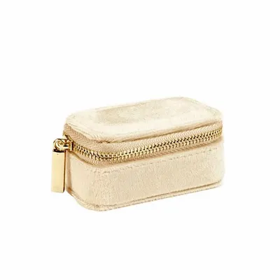 Gifts - Small rectangular jewelry box covered in beige synthetic velvet - LAVAL 1878