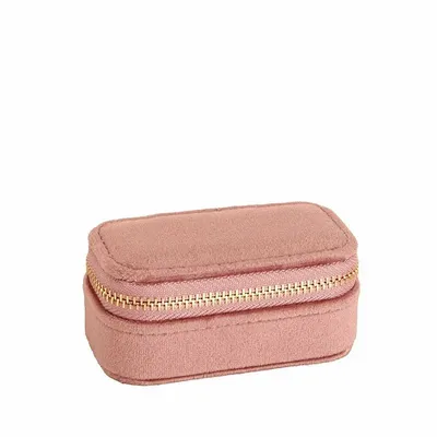 Gifts - Small rectangular jewelry box covered in old rose synthetic velvet - LAVAL 1878