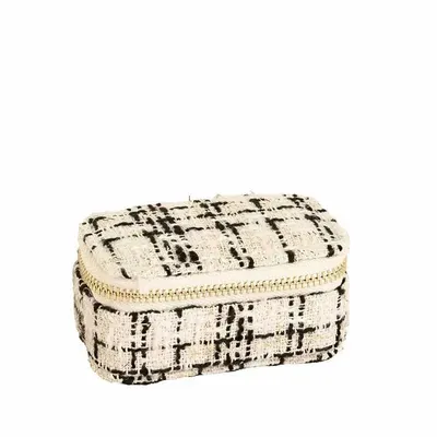 Gifts - Small rectangular jewelry box covered in synthetic material with black/gold tweed pattern - LAVAL 1878