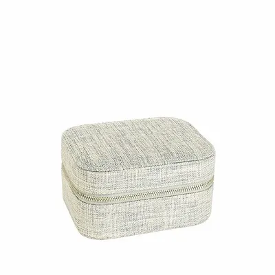 Gifts - Rectangular jewelry box with synthetic cushion, linen-look sage green - LAVAL 1878