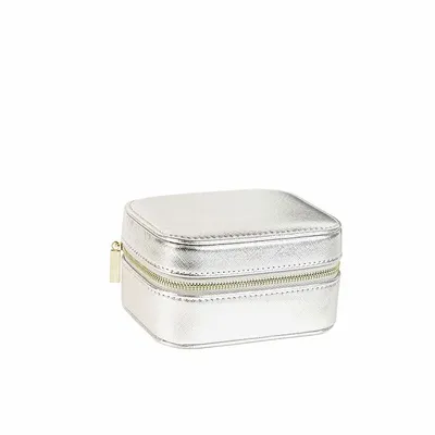 Gifts - Rectangular jewelry box with a synthetic-covered cushion and a silver ribbed appearance. - LAVAL 1878