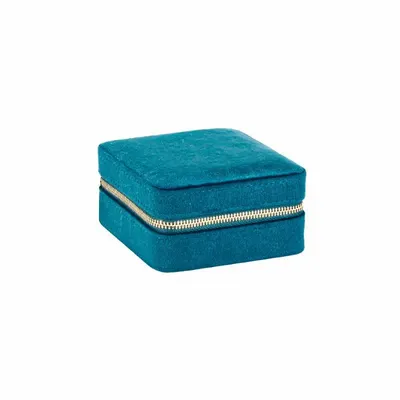 Gifts - Square jewelry box with a synthetic velvet-like finish in duck blue - LAVAL 1878