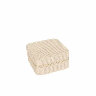 Gifts - Square jewelry box covered in synthetic corduroy-look cream - LAVAL 1878