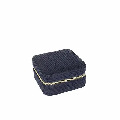 Gifts - Square jewelry box, synthetic corduroy look, navy blue - LAVAL 1878