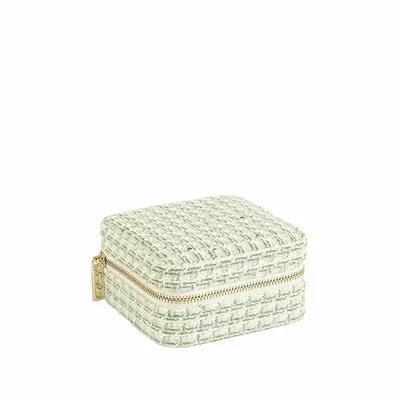 Cadeaux - Coffre à bijoux carré motif tweed synthétique vert - LAVAL 1878