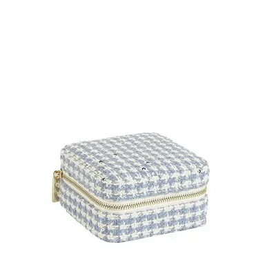 Gifts - Square jewelry box with blue synthetic tweed pattern - LAVAL 1878