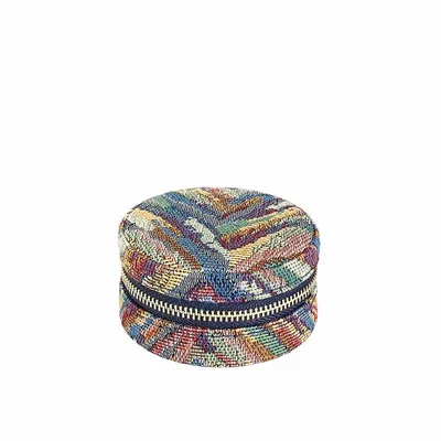 Gifts - Round Jacquard jewelry box with multicolored synthetic covering - LAVAL 1878