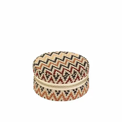 Gifts - Round Jacquard jewelry box with beige synthetic lining - LAVAL 1878