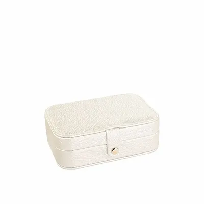 Cadeaux - Coffre bijoux rectangle gainé aspect cuir de bovin grainé irisé blanc - LAVAL 1878