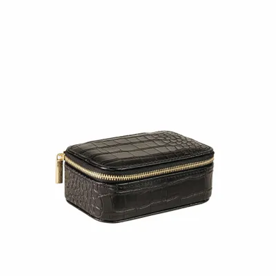 Gifts - rectangular jewelry box with a synthetic crocodile-look finish in black - LAVAL 1878