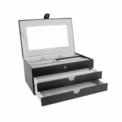 Gifts - Black grained-look jewelry box with snap closure - LAVAL 1878