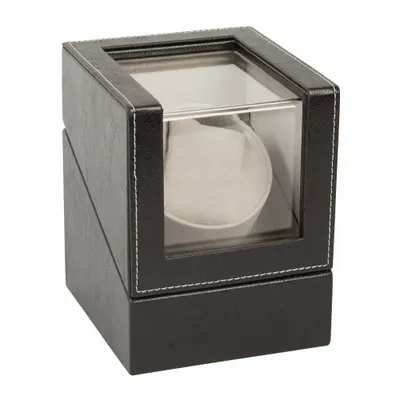 Gifts - Automatic watch winder in black leatherette with white stitching - LAVAL 1878