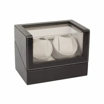 Cadeaux - Remontoir 2 montres automatiques gainé noir et surpiqûres blanches - LAVAL 1878