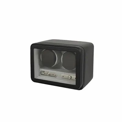 Gifts - Black and grey leather-covered winder for 2 automatic watches - LAVAL 1878