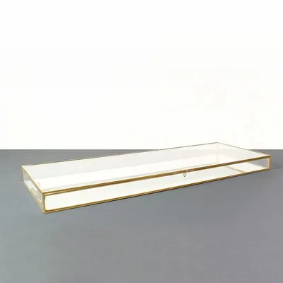 Gifts - Flat glass and brass display case with mirrored base, 60 x 22 x H 4cm - LAVAL 1878