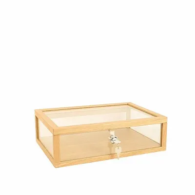 Cadeaux - Coffret-vitrine petit modèle verre/MDF plaqué chêne - LAVAL 1878