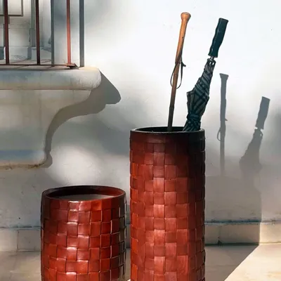 Decorative objects - Leather Braided Umbrella Stand - SOL & LUNA