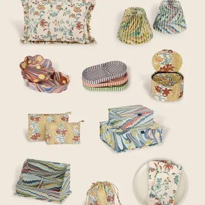 Decorative objects - MARBLED SMALL PLEATED LAMPSHADE - MOSS MOUNTAIN - CRAFT BOAT