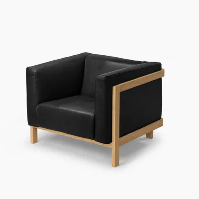 Chaises longues - LIFT — Fauteuil lounge minimaliste en bois de chêne massif et assise e - MOR