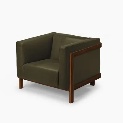 Lounge chairs - LIFT – Lounge Chair in Solid Walnut Wood and Leather Seat - MOR
