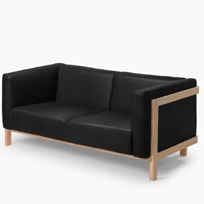 Sofas - LIFT - Minimalist  2 Seats Sofa in Solid Ash Wood and Leather Seat - MOR