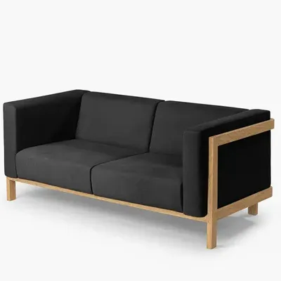 Sofas - LIFT -  2 Seats Sofa in Solid Oak Wood and Fabric Seat - MOR
