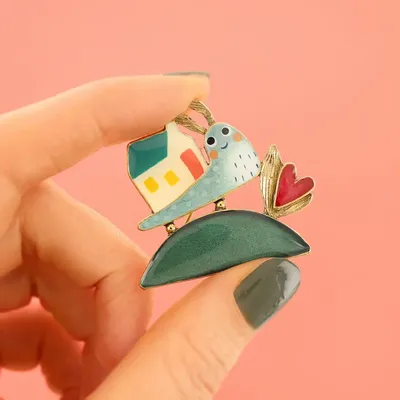 Bijoux - BROCHE SWEET HOME COULEUR BRONZE MULTI - TARATATA BIJOUX