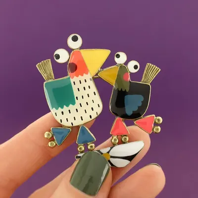Jewelry - ROLL MY CHICKEN BROOCH BRONZE MULTI - TARATATA BIJOUX