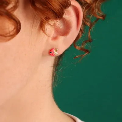 Bijoux - DORMEUSES BOCAL COULEUR DORE ROUGE - TARATATA BIJOUX