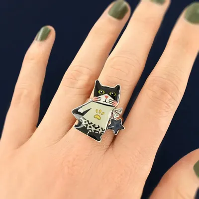Jewelry - SUPER MEOW RING, SILVER AND BLACK COLOUR - TARATATA BIJOUX