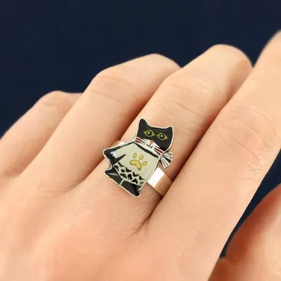 Bijoux - BAGUE SUPER MIAOU COULEUR ARGENT NOIR - TARATATA BIJOUX