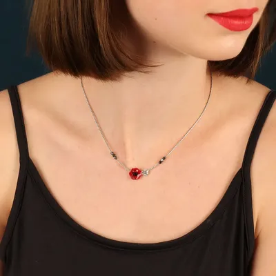 Bijoux - COLLIER JOLI COQUELICOT COULEUR ARGENT ROUGE - TARATATA BIJOUX
