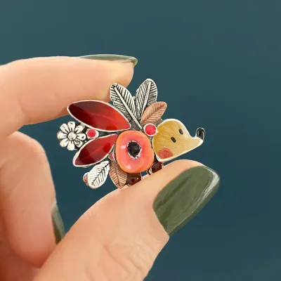 Bijoux - BROCHE MINI COULEUR ARGENT ROUGE - TARATATA BIJOUX