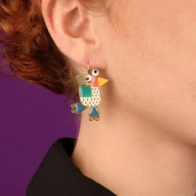 Bijoux - DORMEUSES ROULE MA POULE COULEUR BRONZE MULTI - TARATATA BIJOUX