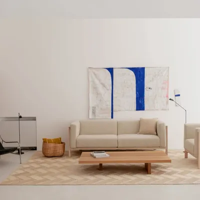 Sofas - LIFT - 3 Seats Sofa in Solid Oak Wood and Leather Seat - MOR