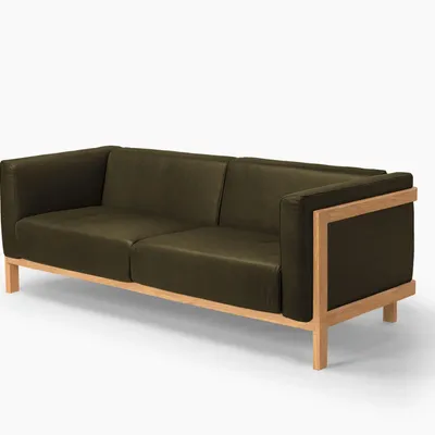 Sofas - LIFT - 3 Seats Sofa in Solid Oak Wood and Leather Seat - MOR