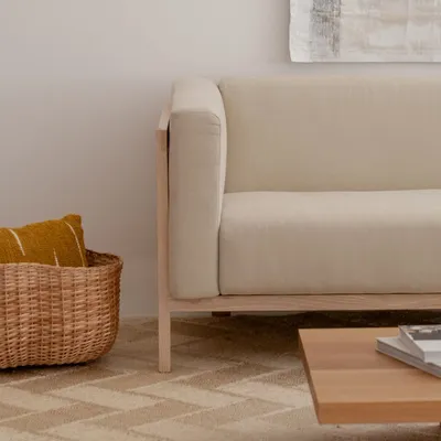 Sofas - LIFT - 3 Seats Sofa in Solid Oak Wood and Fabric Seat - MOR