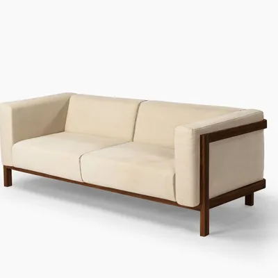 Sofas - LIFT - 3 Seats Sofa in Solid Walnut Wood and Fabric Seat - MOR