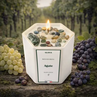 Candles - Agate Stone Jewelry Candle – Divine Grape Fragrance - SLOYA