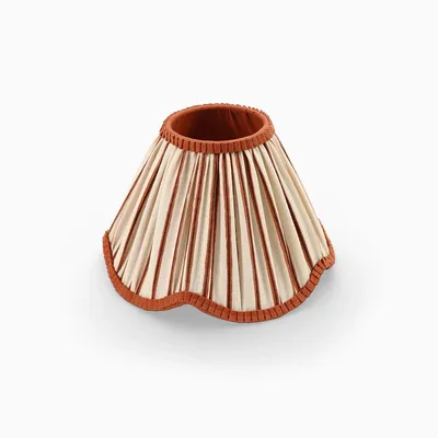 Decorative objects - ABAT-JOUR PLISSÉ EN TISSU SCALLOPED - SHADOW STRIPE BROWN - CRAFT BOAT